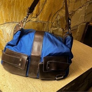 Matt & Nat Blue Brown Vegan Leather Hobo Shoulder Bag Everyday Purse